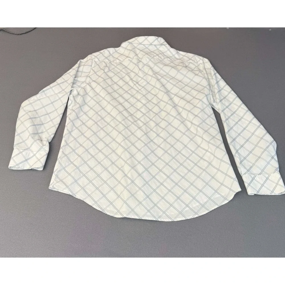 Banana Republic Shirt XXL White Blue Square Casual Long Sleeve Shirt Mens